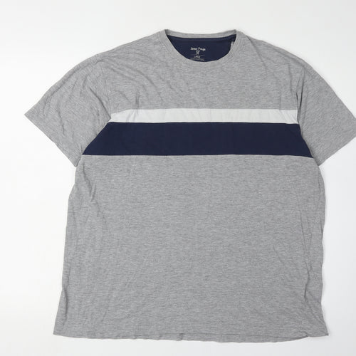 James Pringle Men's Grey Colourblock T-Shirt, Size L