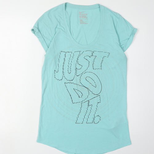 Nike Women's Blue Scoop Neck T-Shirt, Size S