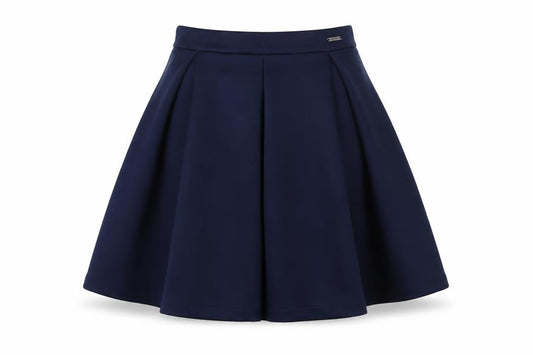 Front view of Guess Women's Blue Skater Skirt, size 26, Knee Length