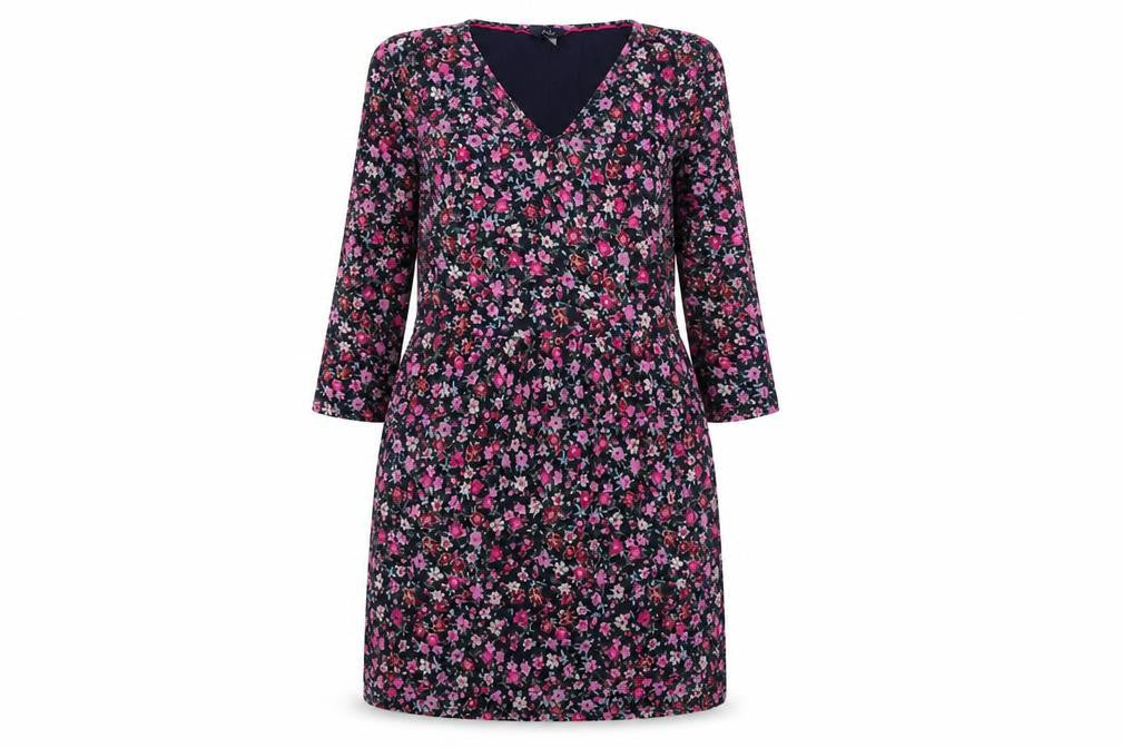 Front view of Joules Women's Multicoloured Floral Shift Dress, size 10