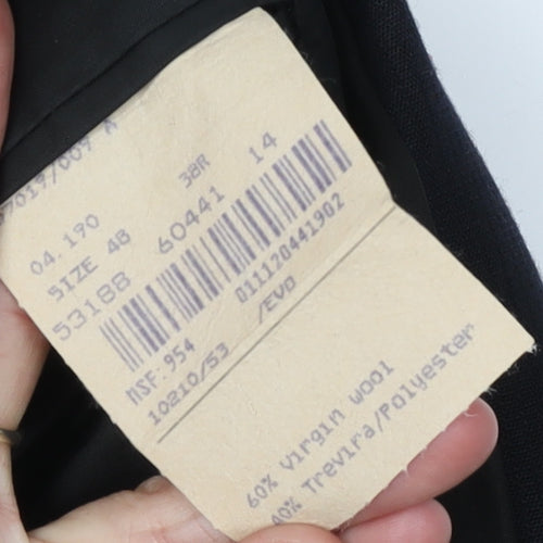 Baumler Men's Black Wool Blend Single Breasted Suit Jacket Size 38