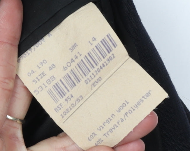 Baumler Men's Black Wool Blend Single Breasted Suit Jacket Size 38