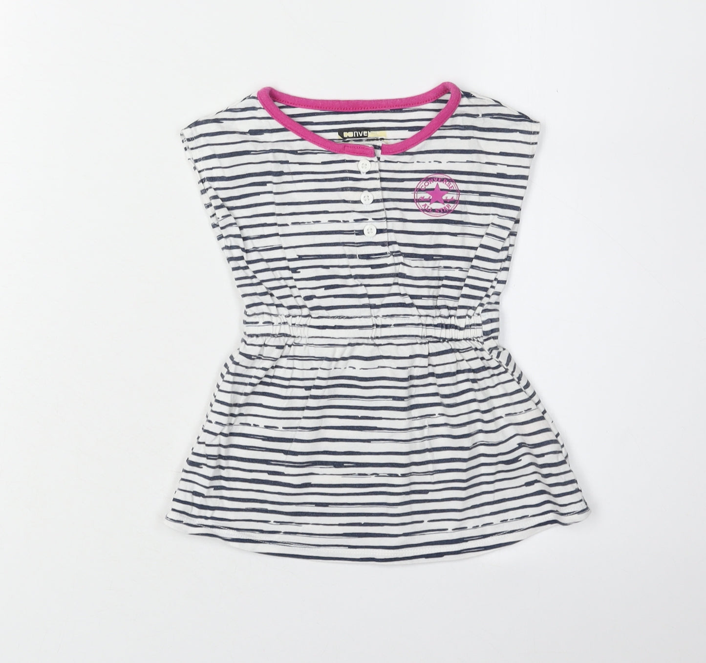 Converse Girls White Striped T-Shirt Dress 18 Months