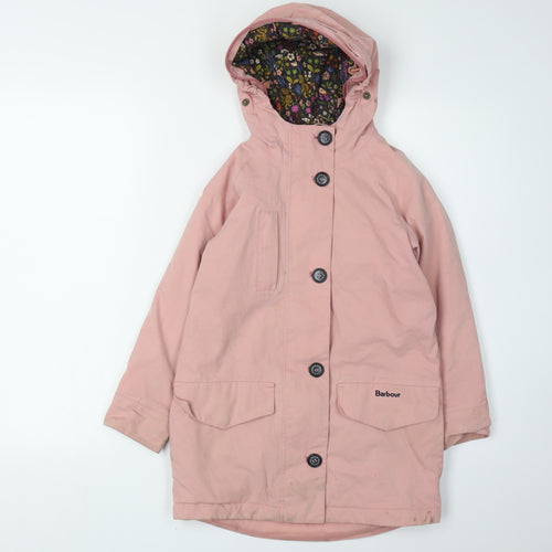 Barbour Girls Pink Parka Coat, Age 6-7, Waterproof, Lined
