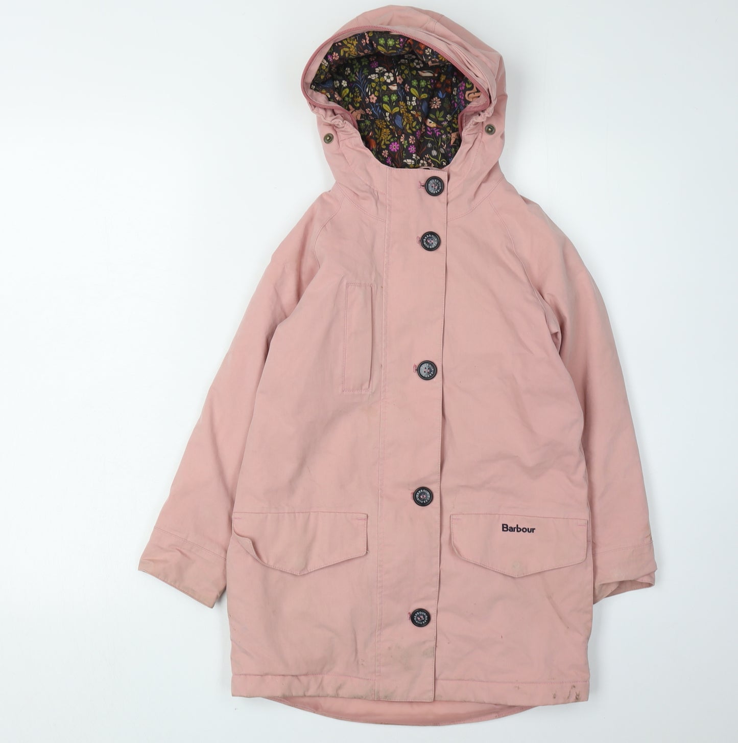 Barbour Girls Pink Parka Coat, Age 6-7, Waterproof, Lined