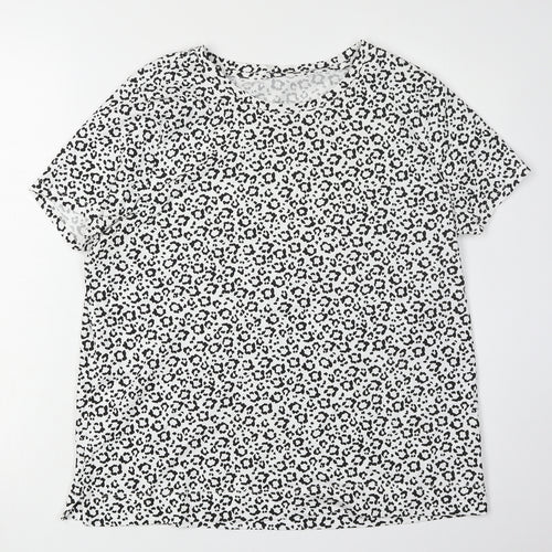 Hobbs Women's Black & White Animal Print T-Shirt - Size L