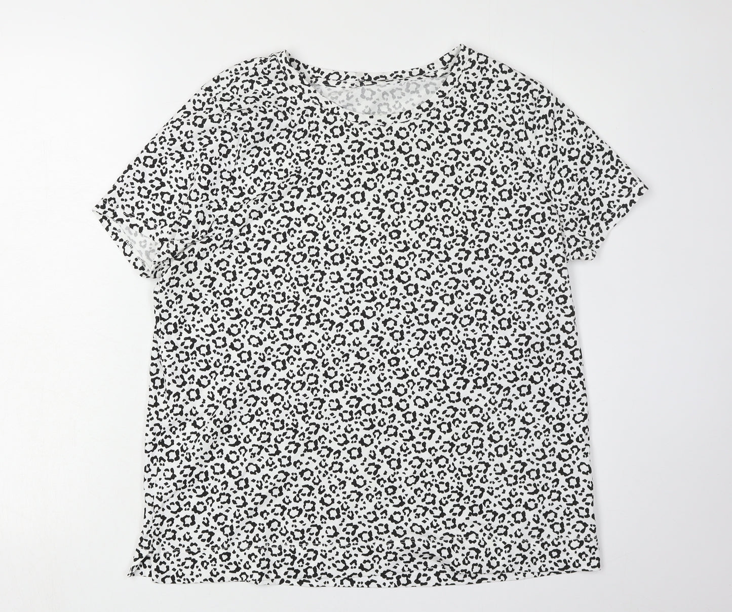 Hobbs Women's Black & White Animal Print T-Shirt - Size L