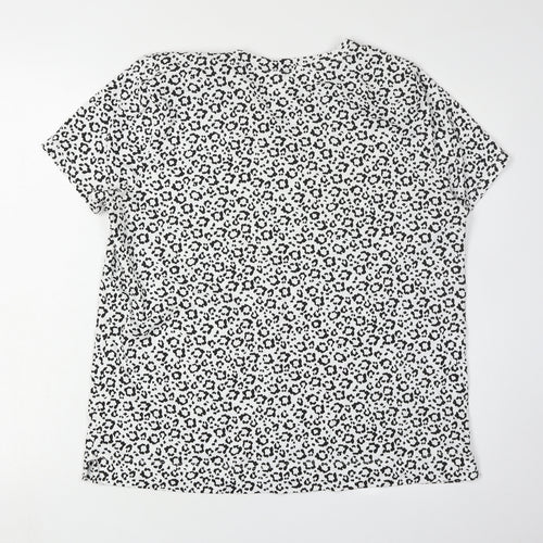 Hobbs Women's Black & White Animal Print T-Shirt - Size L