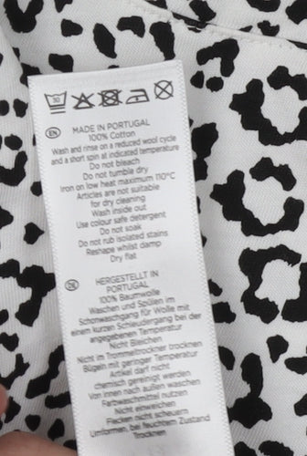 Hobbs Women's Black & White Animal Print T-Shirt - Size L