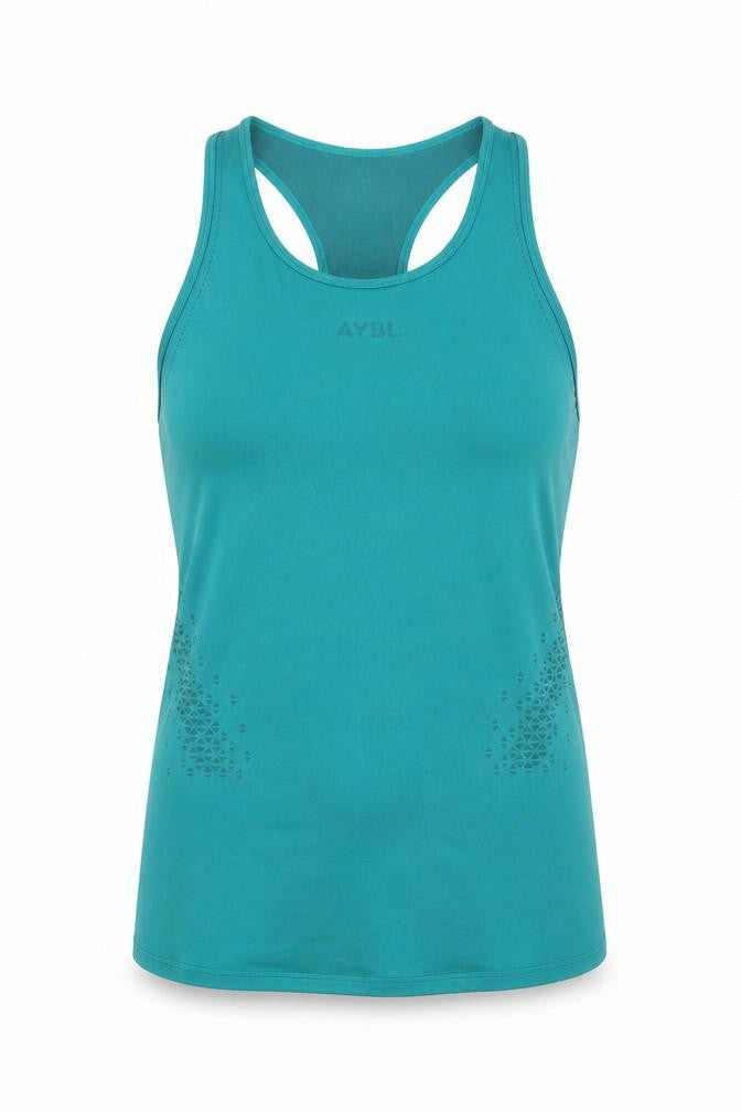Front view of AYBL Women's Green Tank Top M Athletic Gym