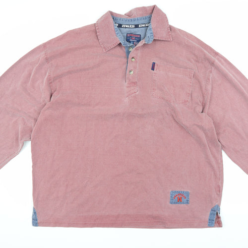 Edwards Men's Vintage Red Long Sleeve Polo Shirt XL