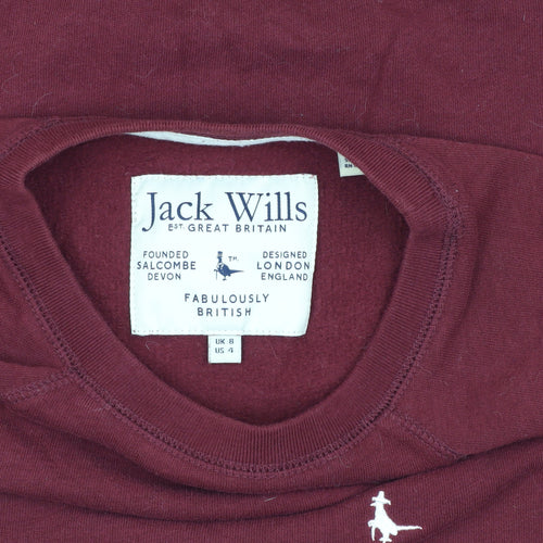 Jack Wills Women's Red Crew Neck Sweatshirt Size 8
