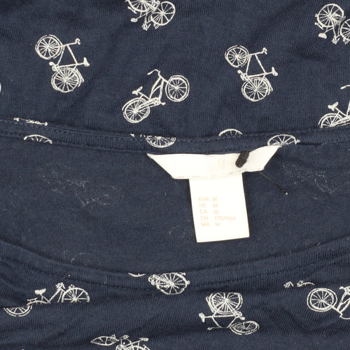 H&M Women's Blue Bicycle Print Long Sleeve Top M
