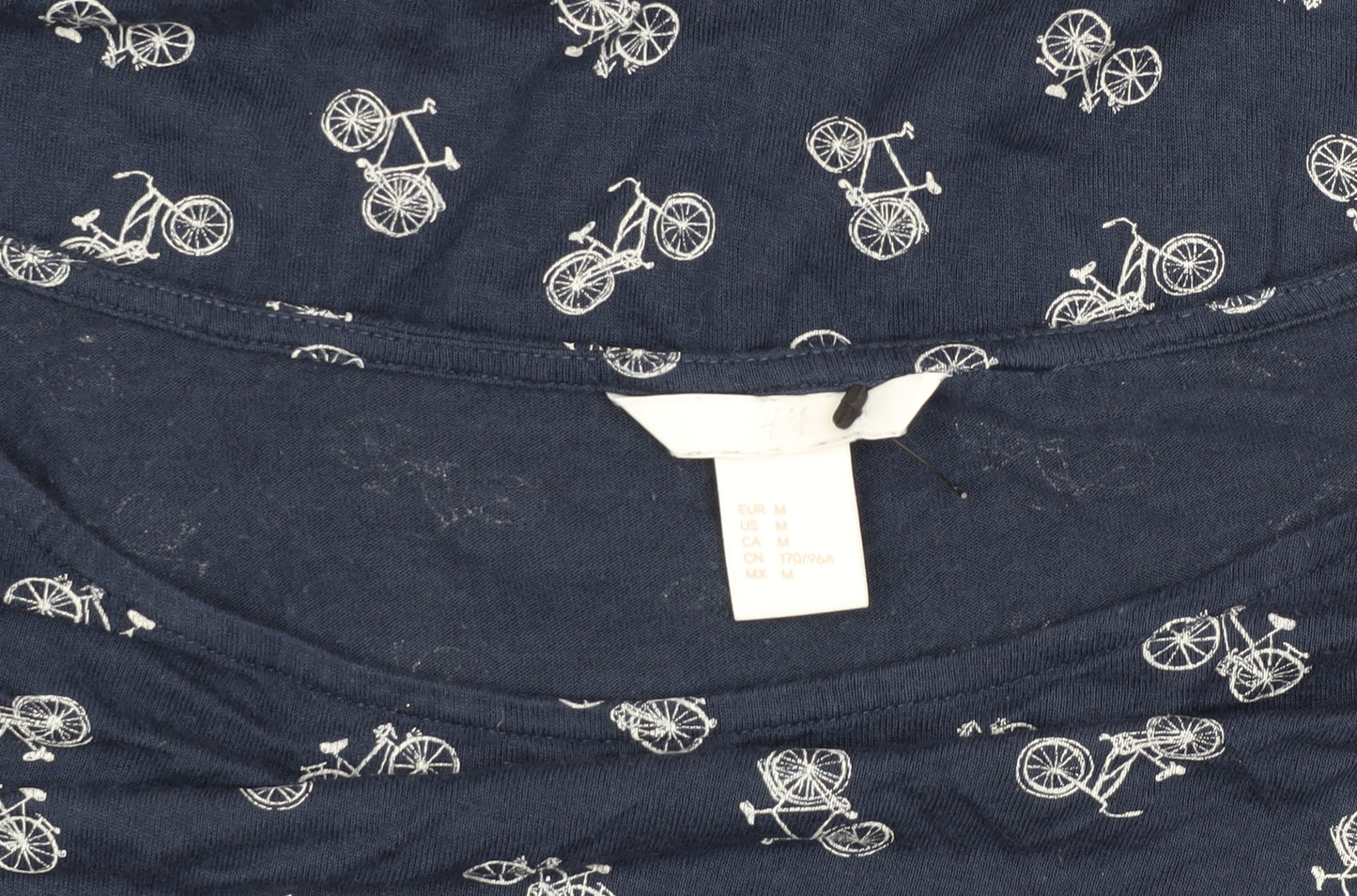 H&M Women's Blue Bicycle Print Long Sleeve Top M