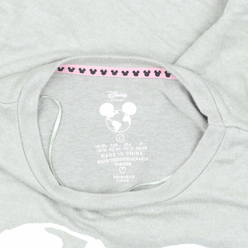 Primark Women's Grey Mickey Mouse Cropped T-Shirt L
