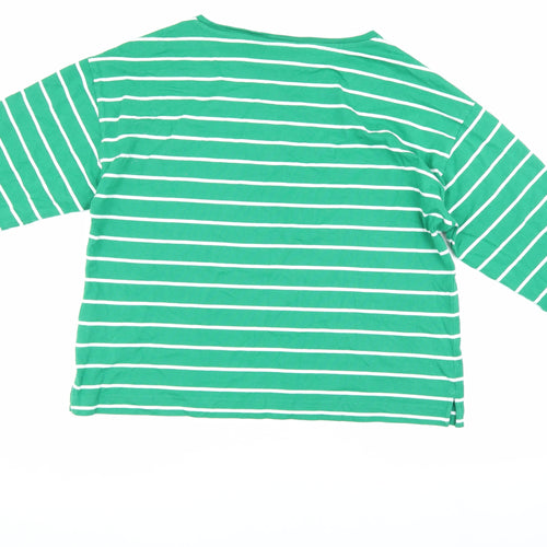 Marks and Spencer Women's Green Striped Top Size 16