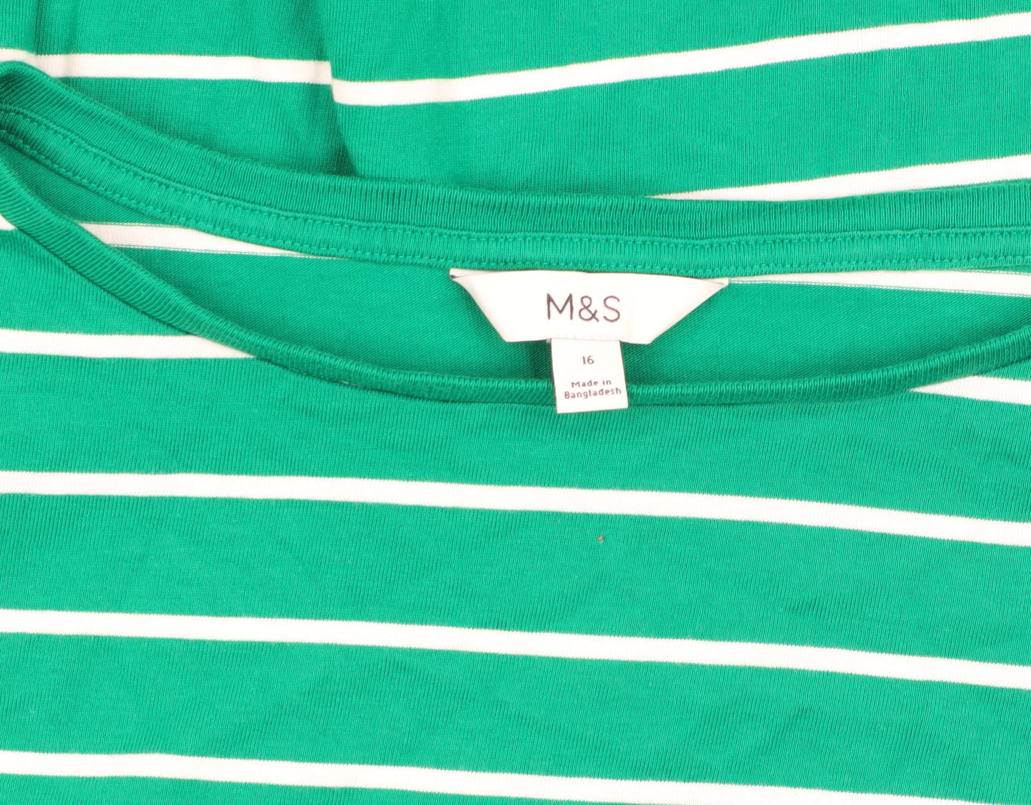 Marks and Spencer Women's Green Striped Top Size 16