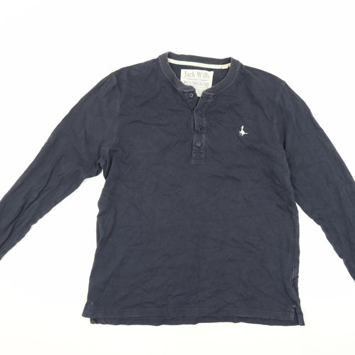 Jack Wills Men's Blue Henley Shirt - Medium