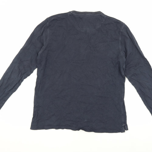 Jack Wills Men's Blue Henley Shirt - Medium