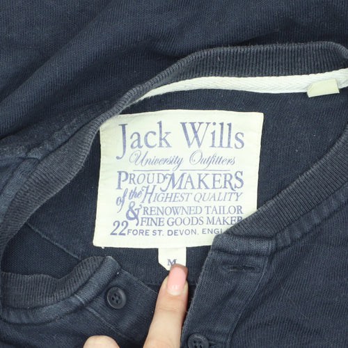 Jack Wills Men's Blue Henley Shirt - Medium