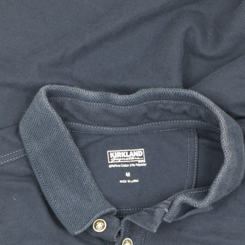 Kirkland Men's Blue Polo Shirt M Short Sleeve Cotton Blend