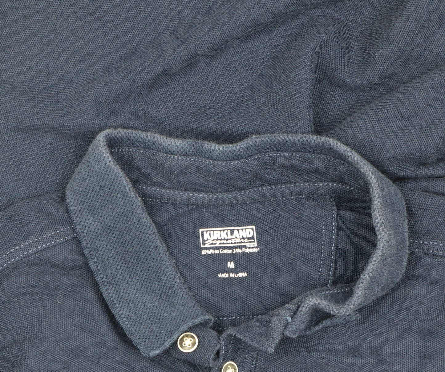 Kirkland Men's Blue Polo Shirt M Short Sleeve Cotton Blend