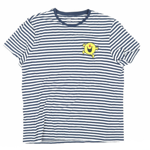 Comic Relief T-Shirt Unisex Medium Blue Striped Mr. Men