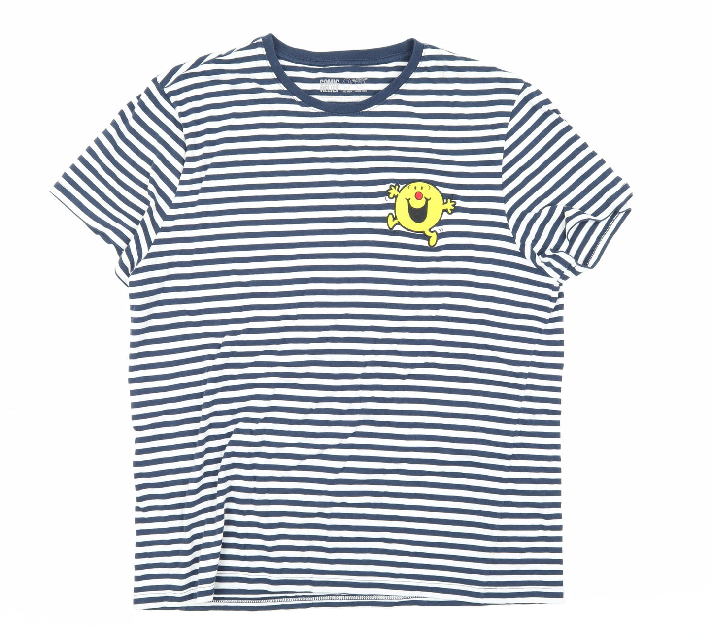 Comic Relief T-Shirt Unisex Medium Blue Striped Mr. Men