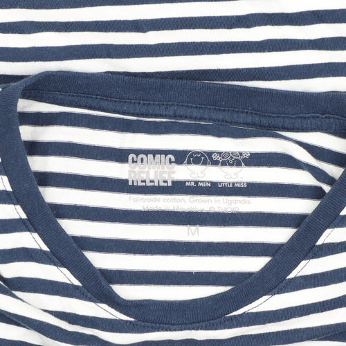 Comic Relief T-Shirt Unisex Medium Blue Striped Mr. Men