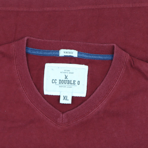 CC Double O Men's Red XL V-Neck T-Shirt