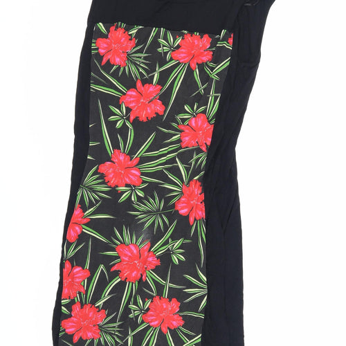 Roman Women's Black Floral Sleeveless Dress, Size 14