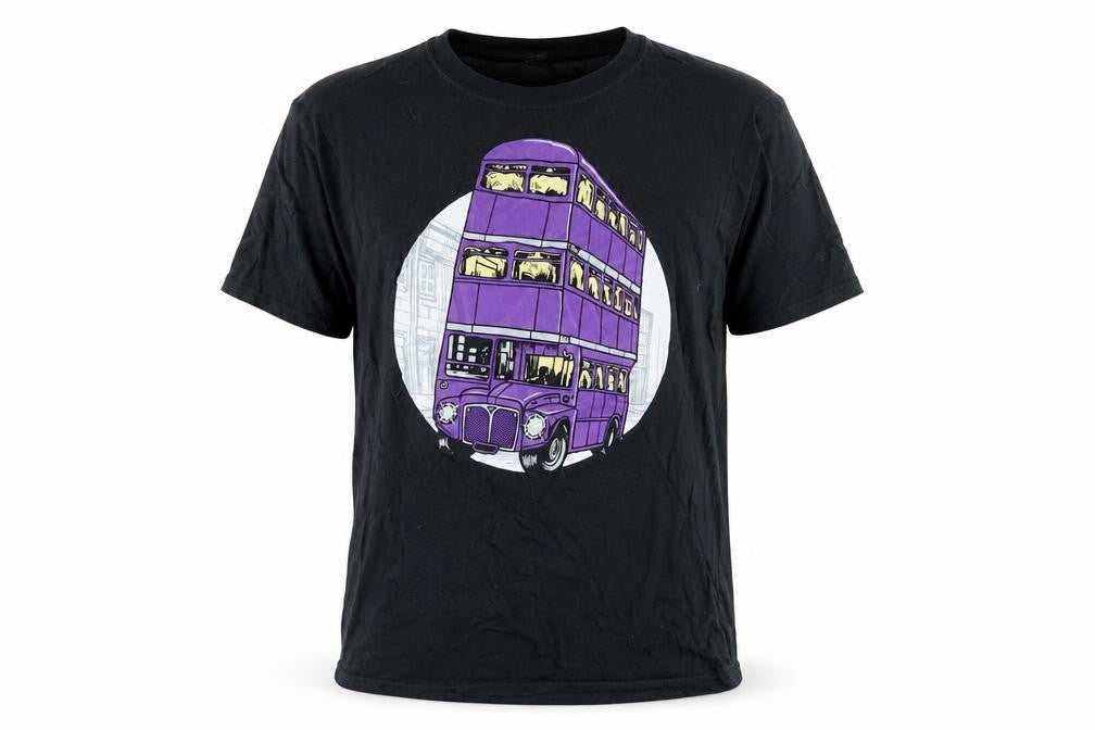 Gildan Men's Black M Graphic T-Shirt with Bus Design