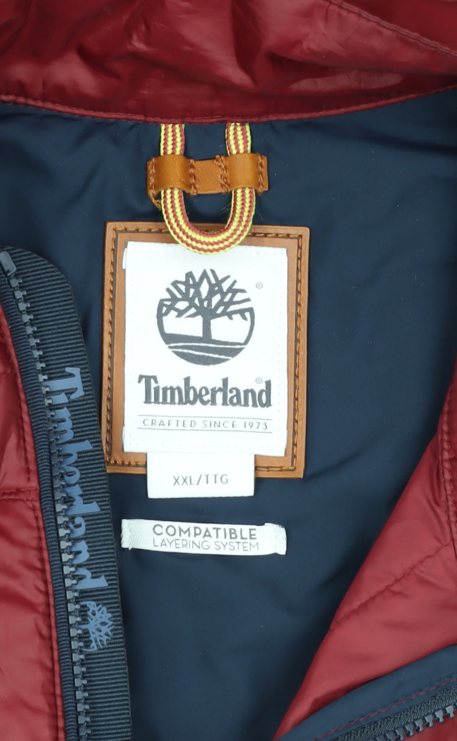 Timberland Men's Red 2XL Puffer Jacket with Zip Pockets