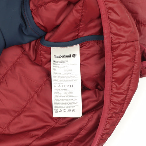 Timberland Men's Red 2XL Puffer Jacket with Zip Pockets
