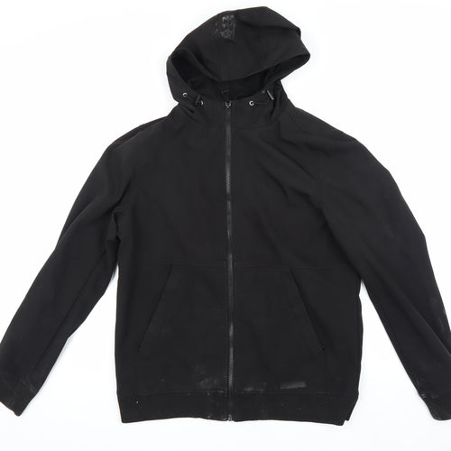 Fabric Men's Black Hooded Jacket M - Autumn Casual Essential
