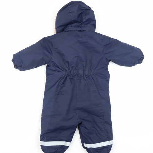 H&M Blue Unisex Baby Snowsuit 6-9 Months Hooded Winter