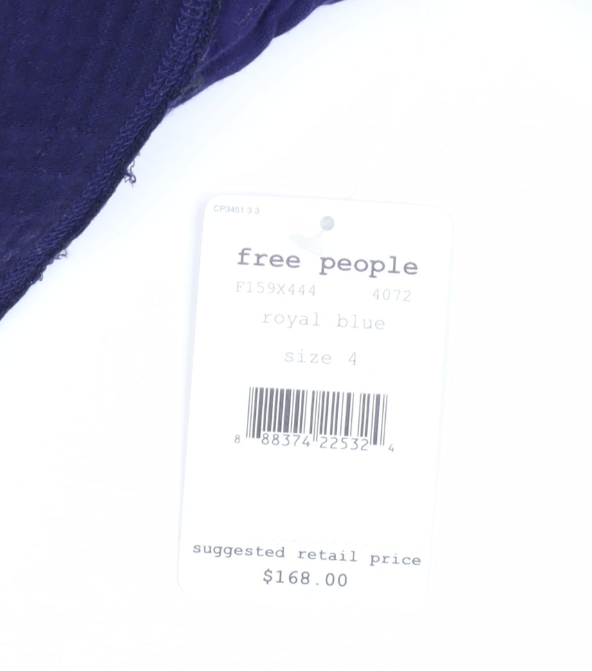 Free People Women's Blue Embroidered Jacket Size 4