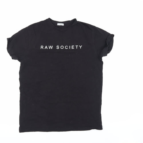Raw Society Men's Black M T-Shirt Logo Design