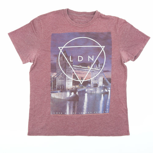River Island Men's Red L Graphic City T-Shirt