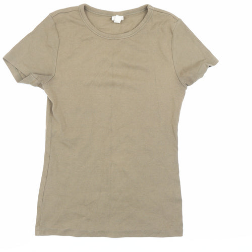 Women's Beige Basic Crew Neck T-Shirt