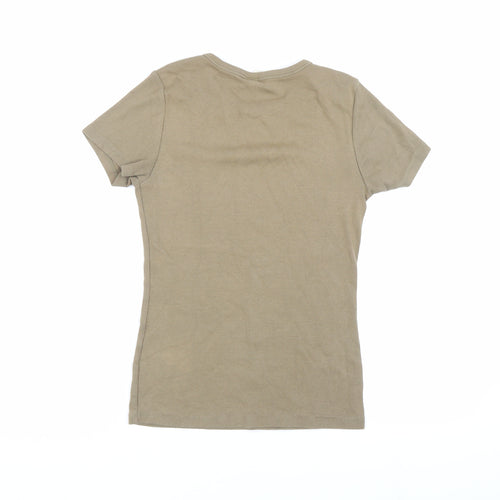 Women's Beige Basic Crew Neck T-Shirt