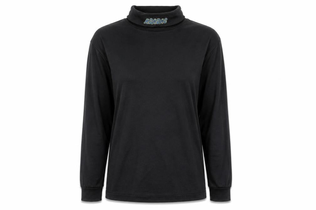 Front view of unisex black long sleeve top -, size S