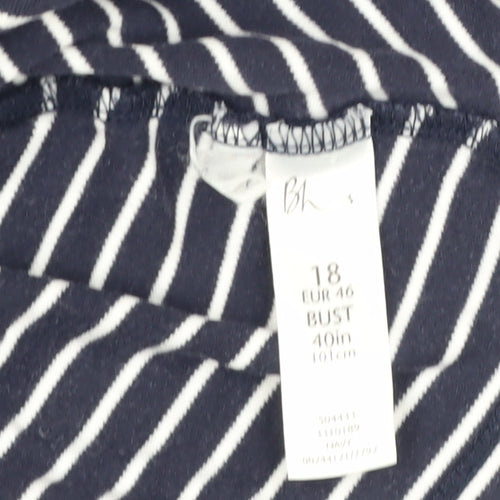 BHS Women's Blue Striped Polo Shirt Size 18