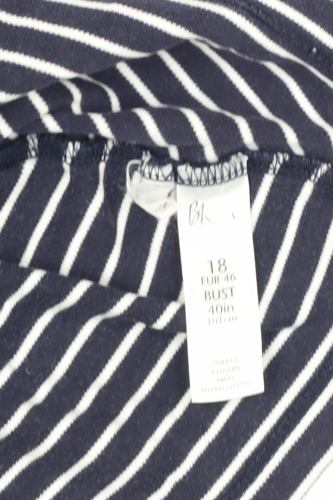 BHS Women's Blue Striped Polo Shirt Size 18
