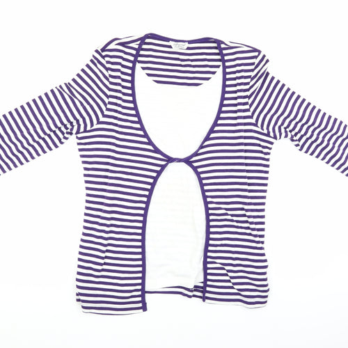Women's Purple Striped 3/4 Sleeve Cardigan - Special Collection