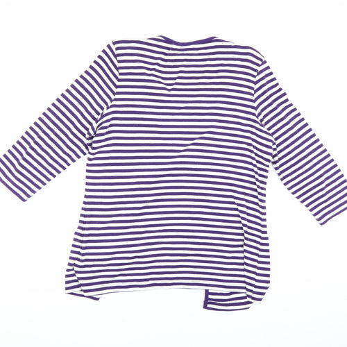 Women's Purple Striped 3/4 Sleeve Cardigan - Special Collection