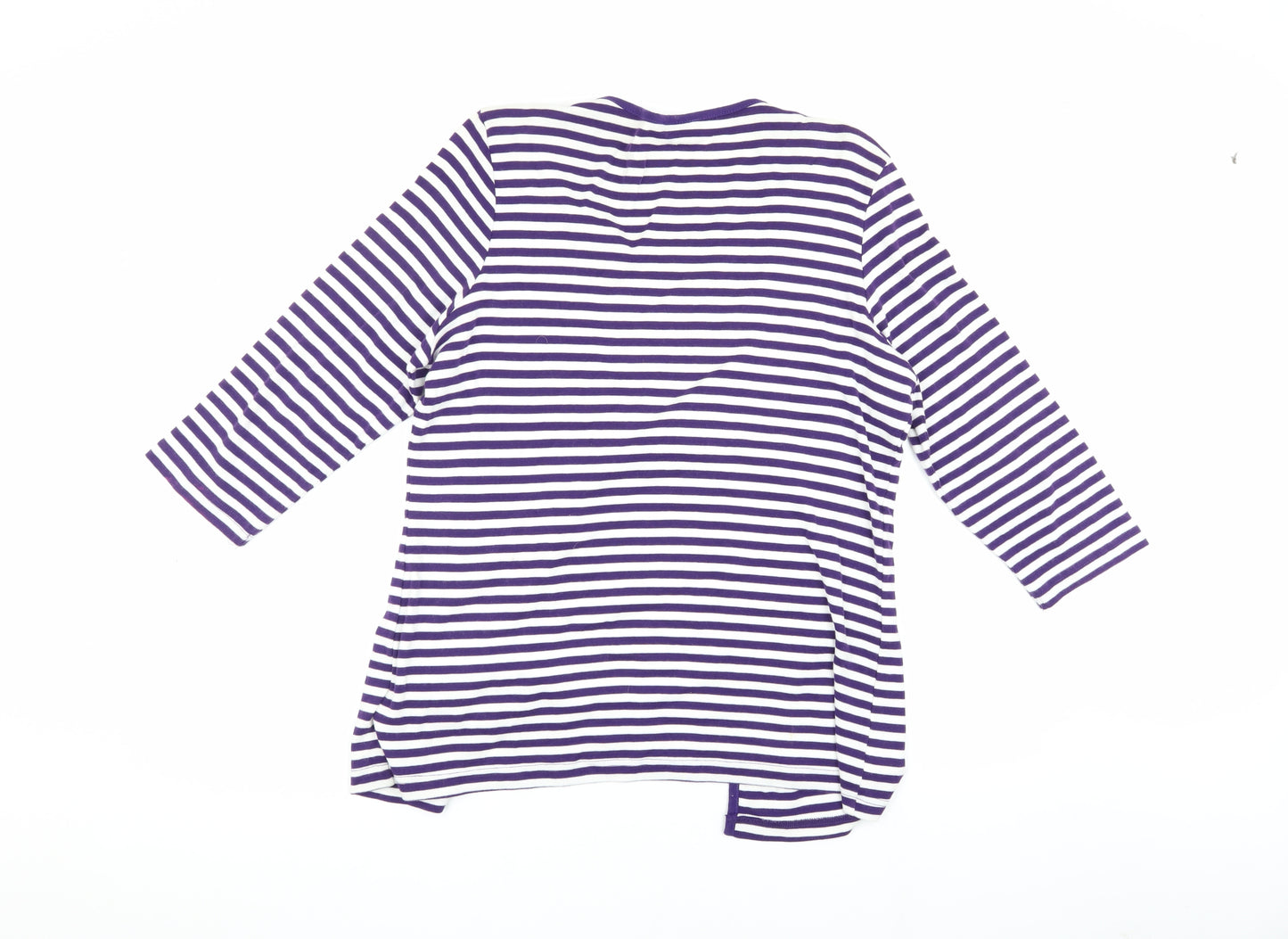 Women's Purple Striped 3/4 Sleeve Cardigan - Special Collection