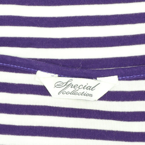 Women's Purple Striped 3/4 Sleeve Cardigan - Special Collection