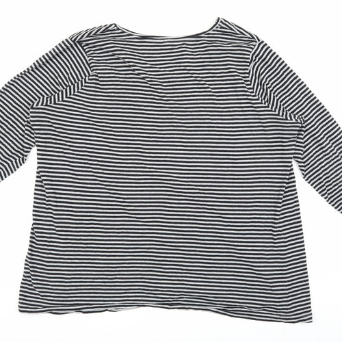 Yours Women's Black Striped Plus V-Neck T-Shirt