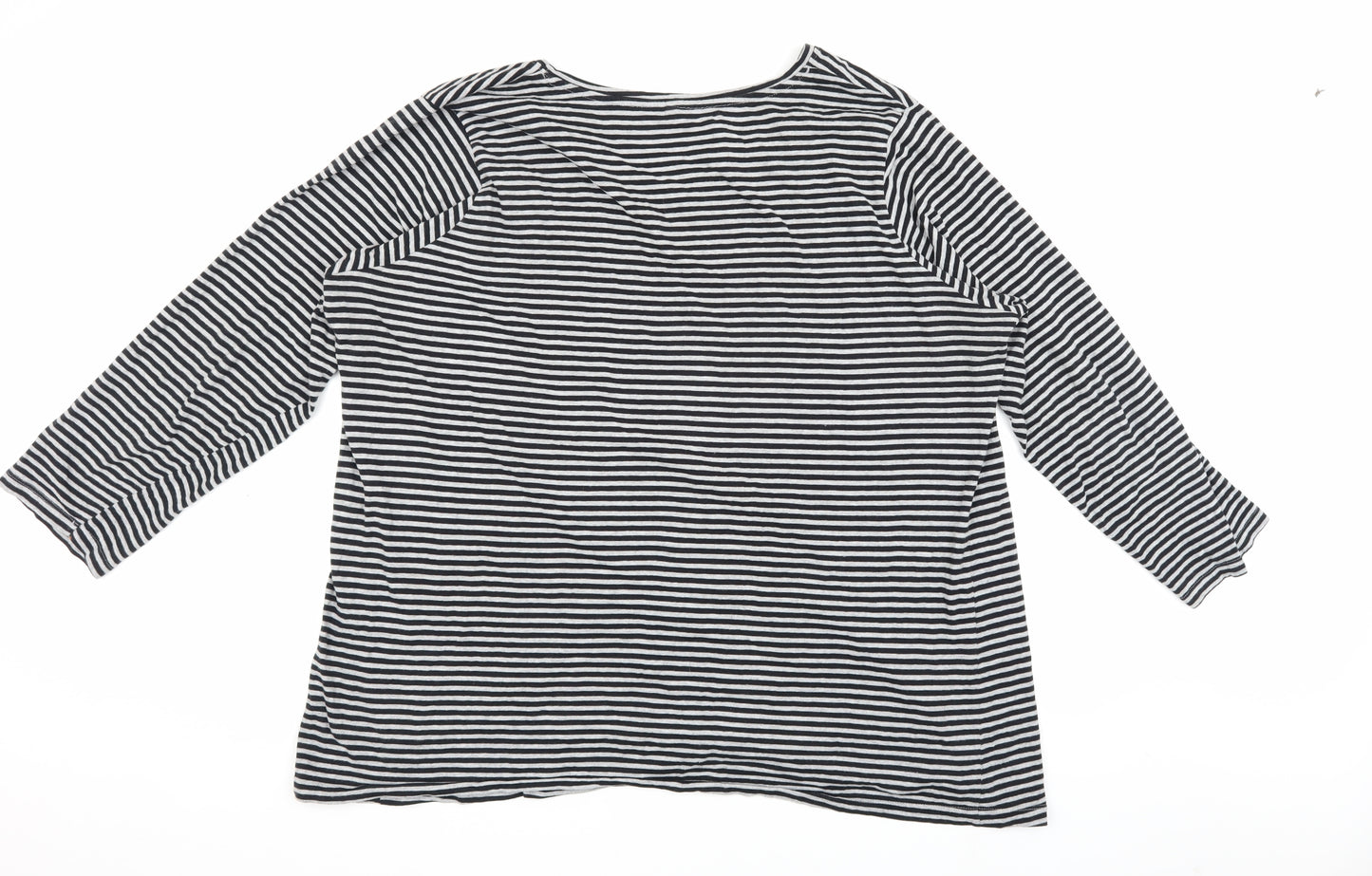 Yours Women's Black Striped Plus V-Neck T-Shirt